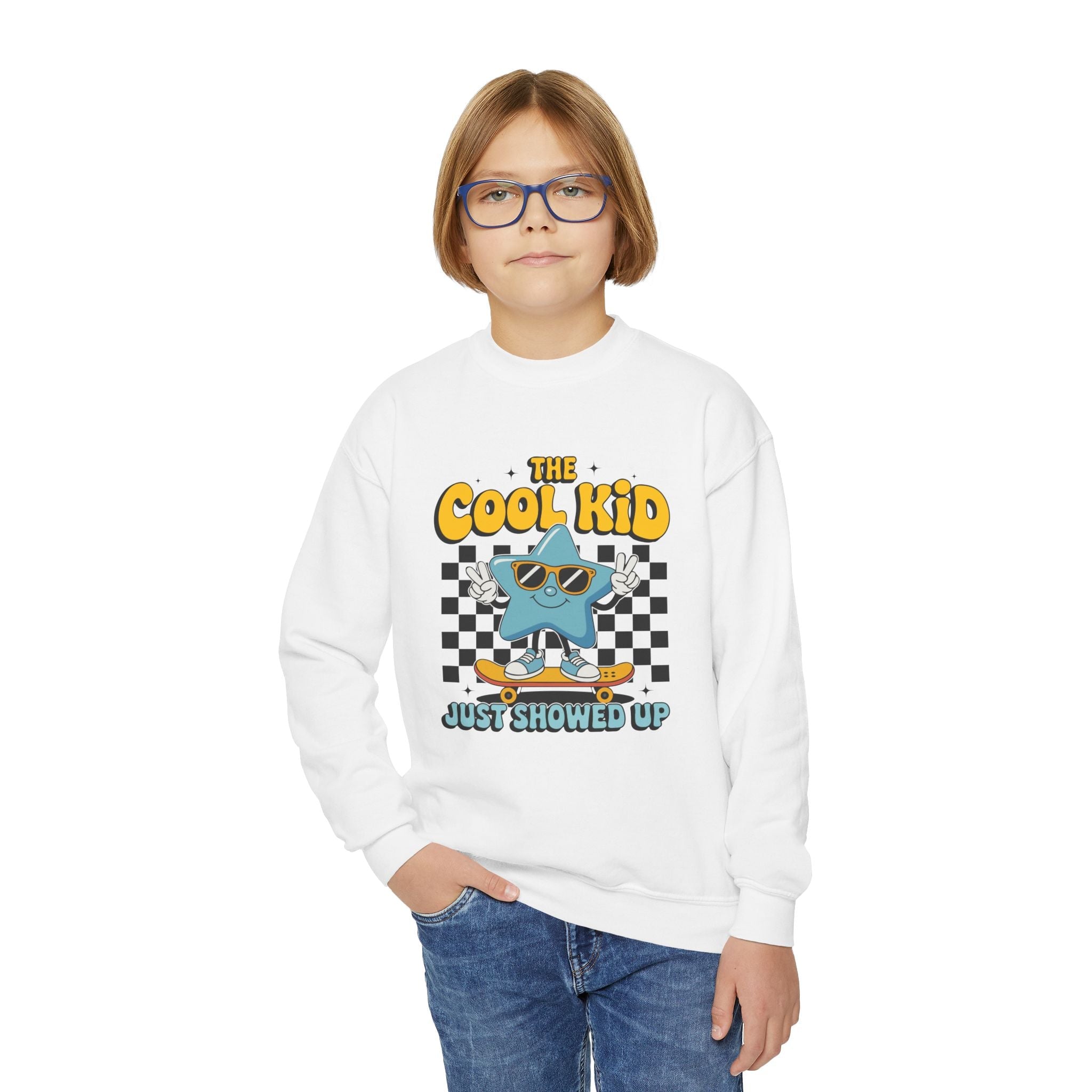 Youth Graphic Sweatshirt - The Cool Kid Just Showed Up | Kids clothes by atgodanddesigns