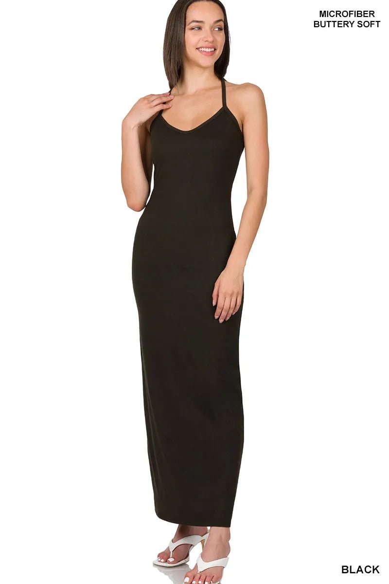 Zenana Brushed Dty Thin Strap Racerback V - Neck Maxi Dress | by atgodanddesigns