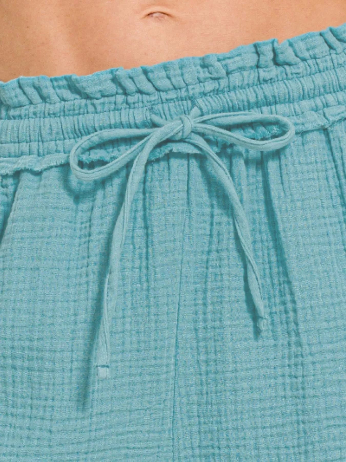 Zenana Double Gauze Drawstring Shorts | by atgodanddesigns