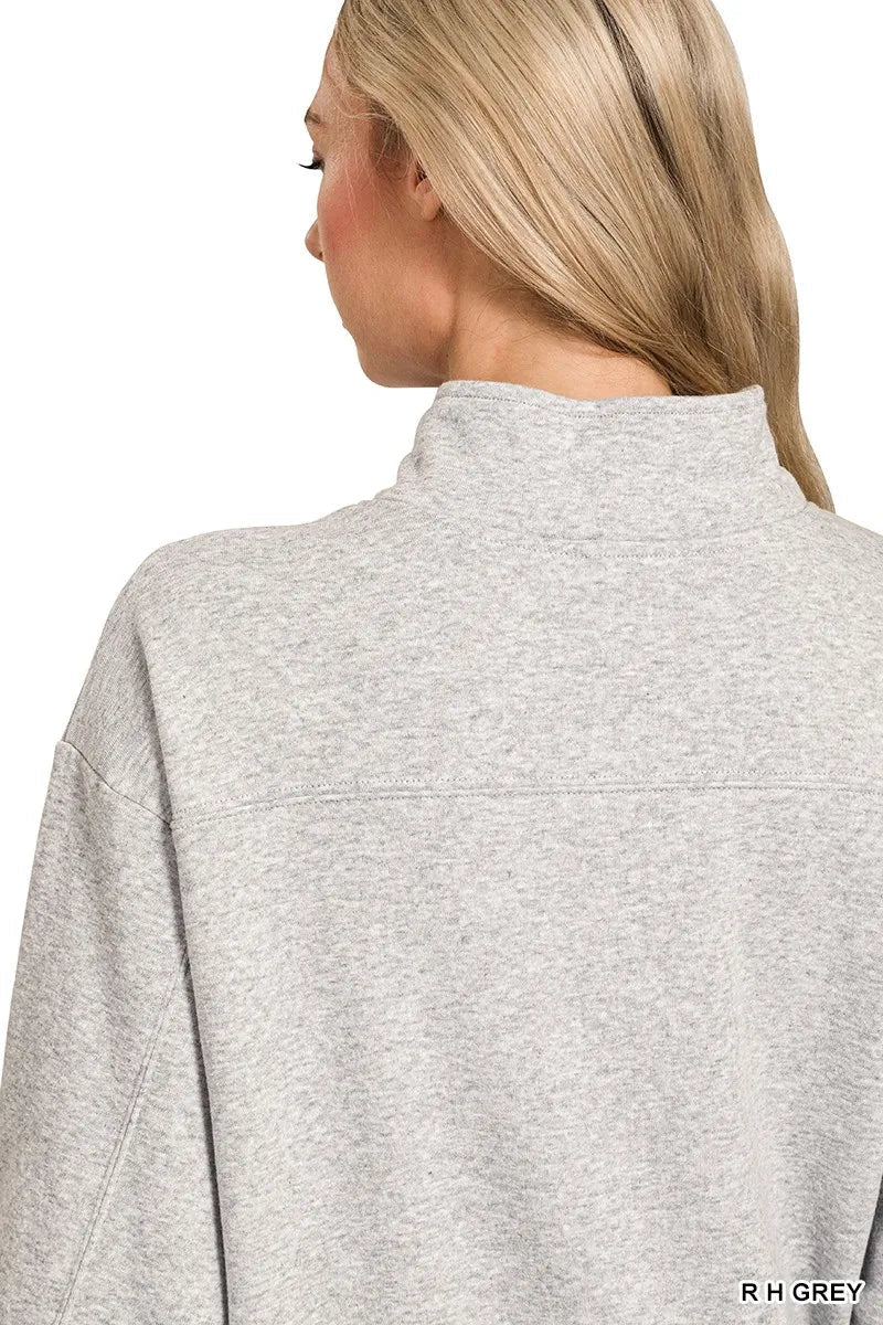 Zenana Fleece Half Zip Sweatshirt | by atgodanddesigns