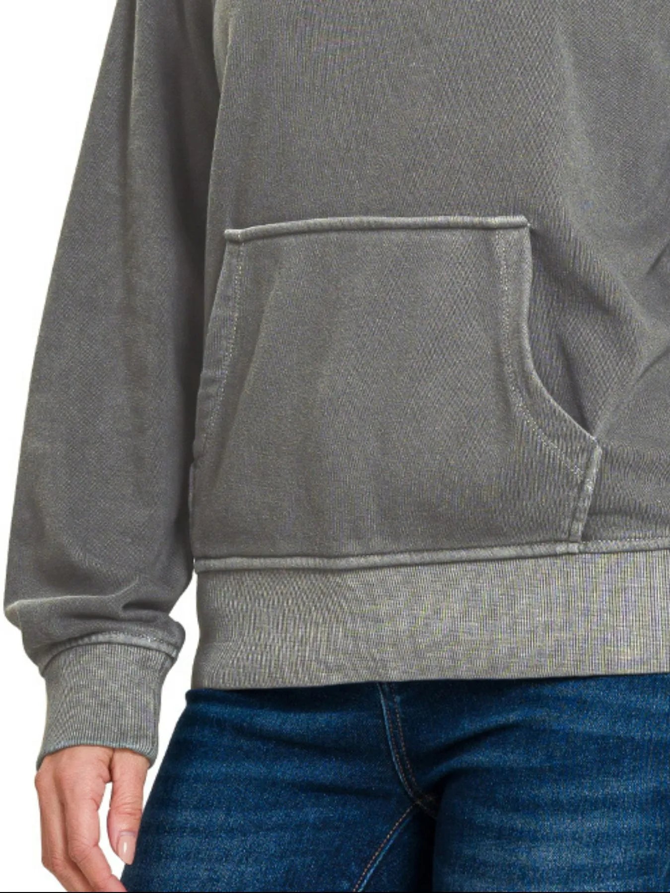 Zenana Fleece Pigment Dye Kangaroo Pocket Hoodie | by atgodanddesigns