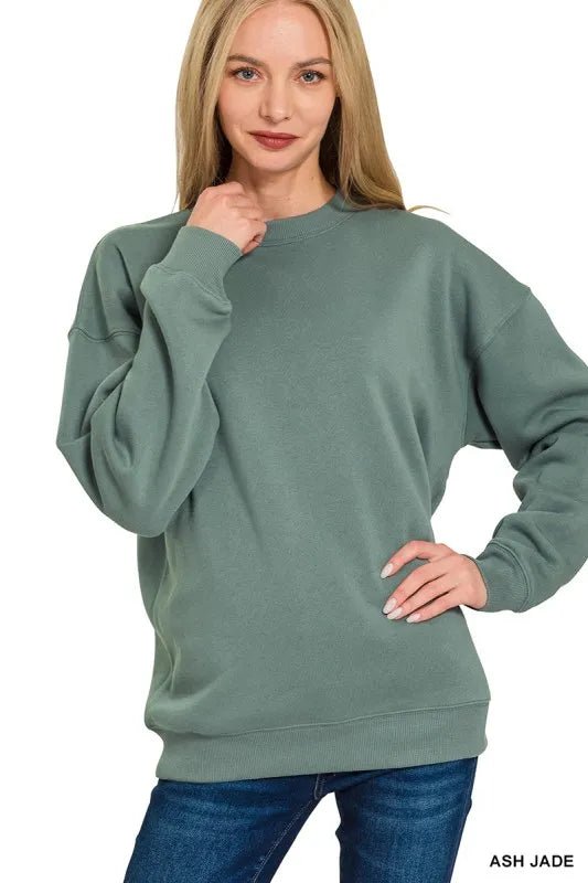 Zenana Fleece Round Neck Sweatshirts | by atgodanddesigns