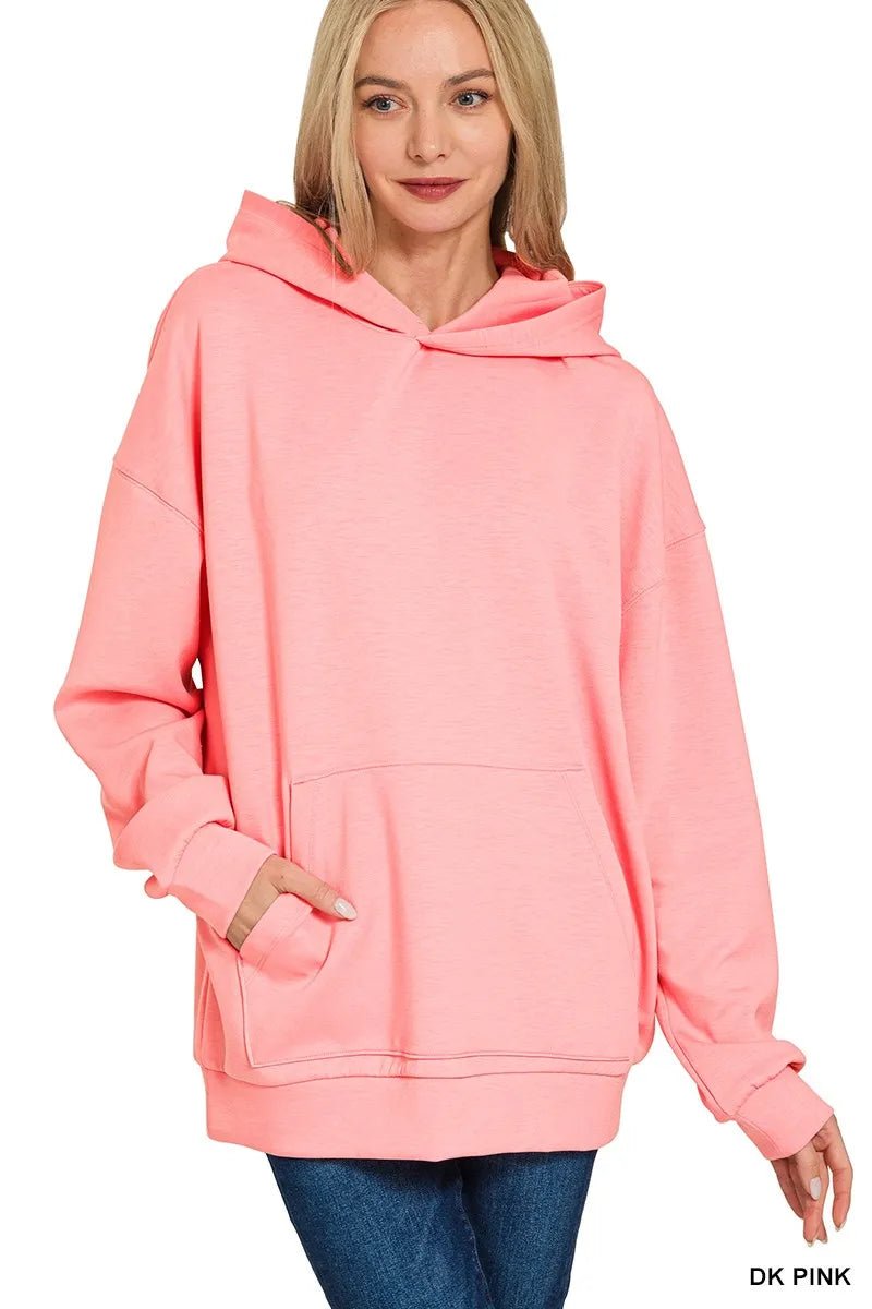 Zenana Oversized Scuba Hoodie with Kangaroo Pocket | by atgodanddesigns