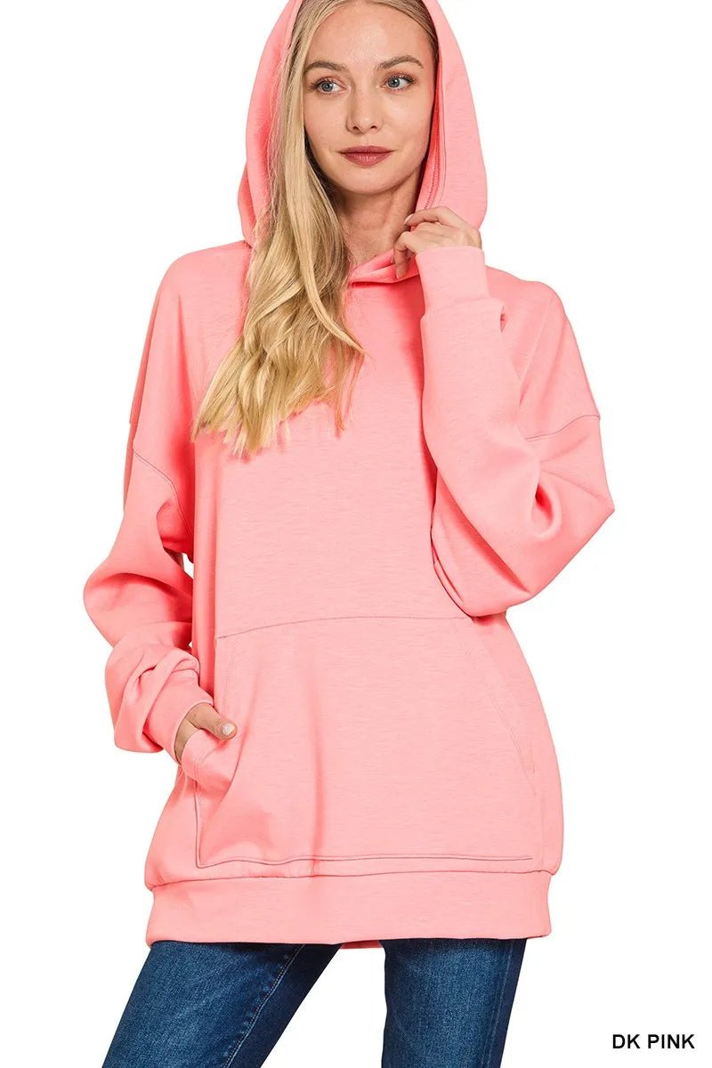 Zenana Oversized Scuba Hoodie with Kangaroo Pocket | by atgodanddesigns