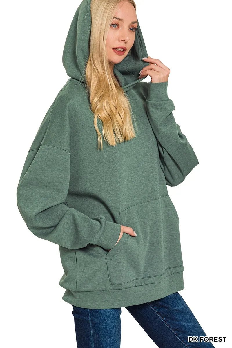 Zenana Oversized Scuba Hoodie with Kangaroo Pocket | by atgodanddesigns