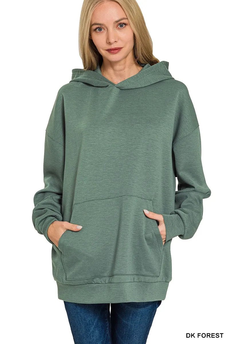 Zenana Oversized Scuba Hoodie with Kangaroo Pocket | by atgodanddesigns