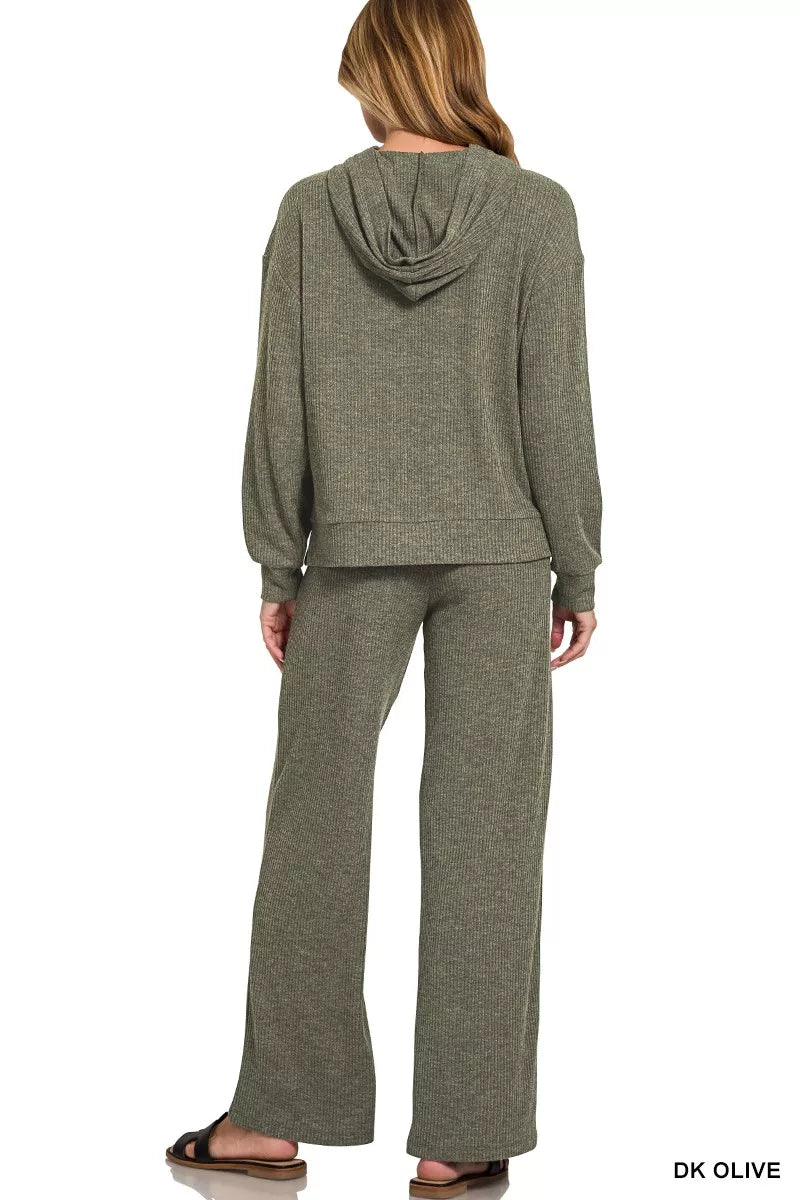 Zenana Ribbed Long Sleeve Hoodie | by atgodanddesigns