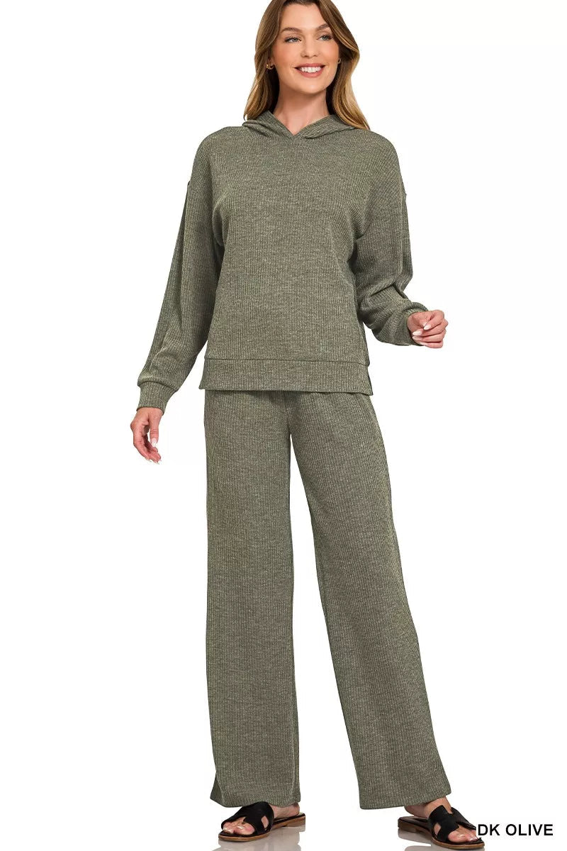 Zenana Ribbed Long Sleeve Hoodie | by atgodanddesigns