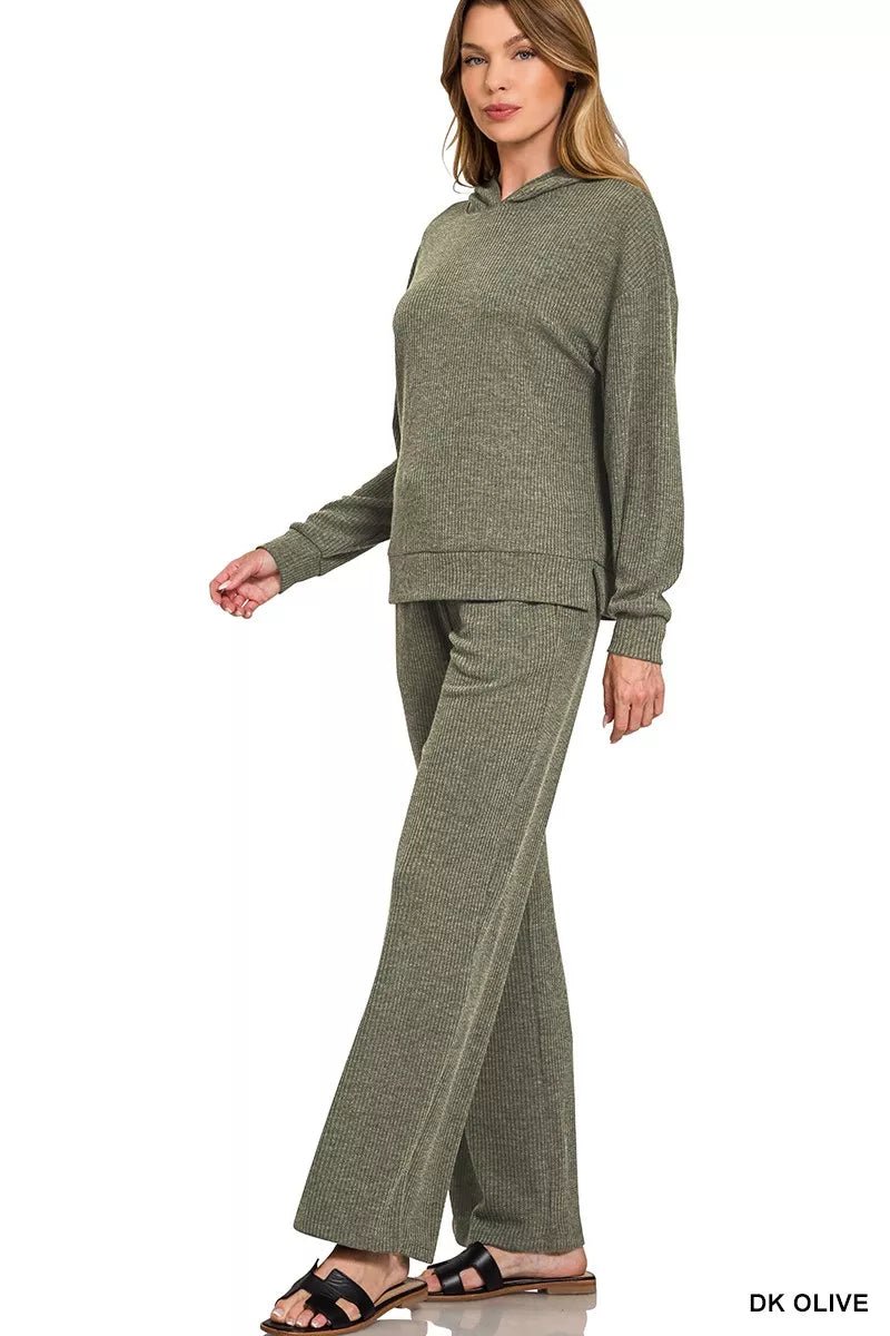 Zenana Ribbed Long Sleeve Hoodie | by atgodanddesigns